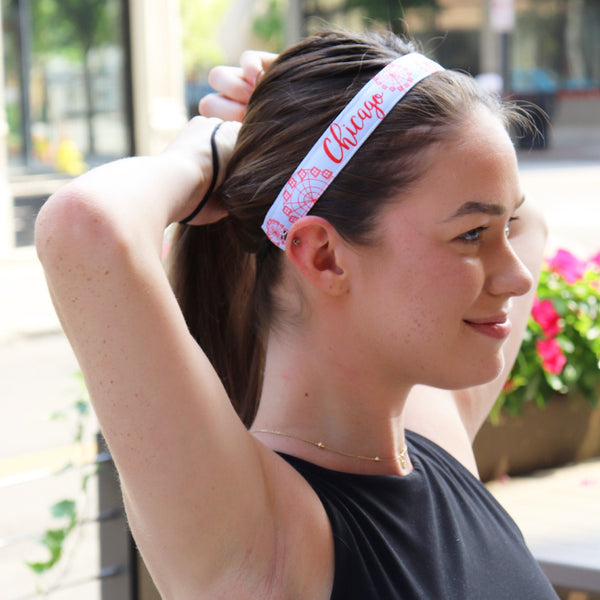 Sweaty Bands City Pride | Chicago Pier Ferris Wheel | Blue Red | 1 Inch