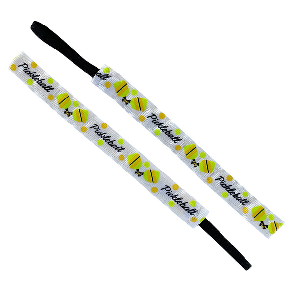 Sweaty Bands Pickleball | Script And Rackets | White Black Yellow | 5/8 Inch