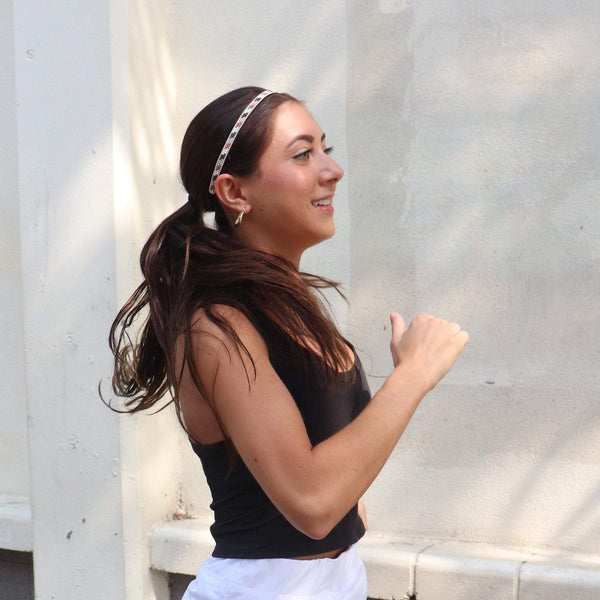 Sweaty Bands Bling | Beaded | Brown Tan White | 3/8 Inch