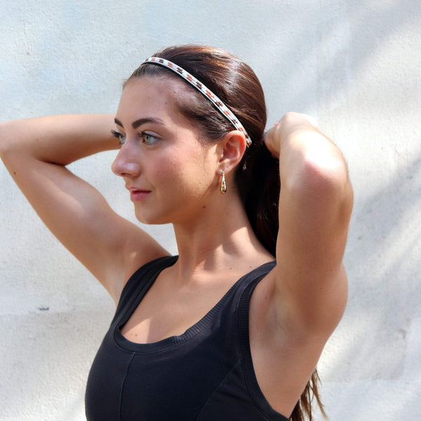 Sweaty Bands Bling | Beaded | Brown Tan White | 3/8 Inch