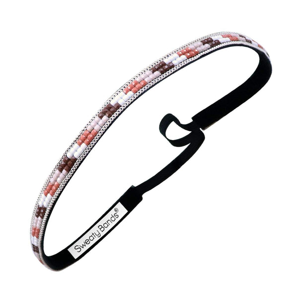 sweaty bands Bling | Beaded | Brown Tan White | 3/8 Inch