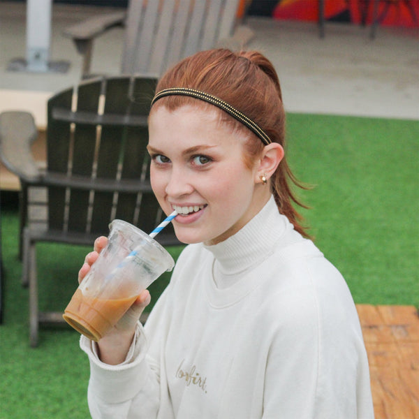 Sweaty Bands Bling | I'm A Stud | Black Gold | 3/8 Inch