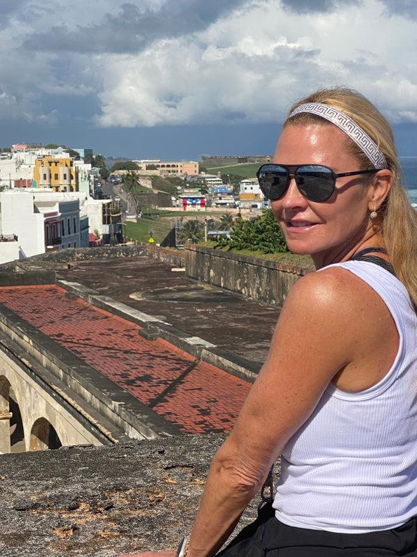 Sweaty Bands Greek Key | White Gold | 1 Inch