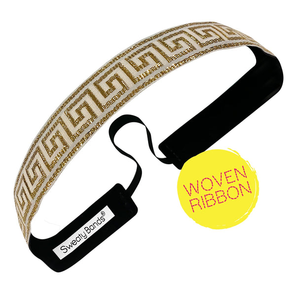 sweaty bands Greek Key | White Gold | 1 Inch