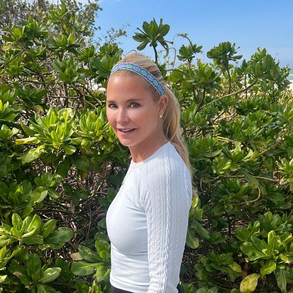 Sweaty Bands Vintage Scroll | Blue Green | 1 Inch