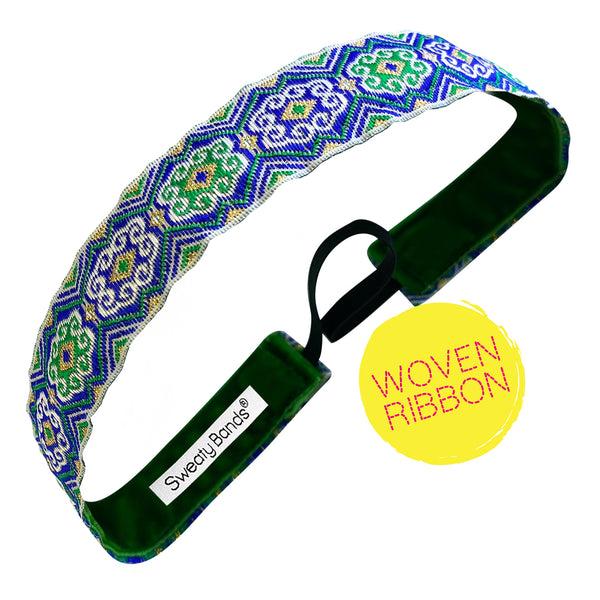 sweaty bands Vintage Scroll | Blue Green | 1 Inch