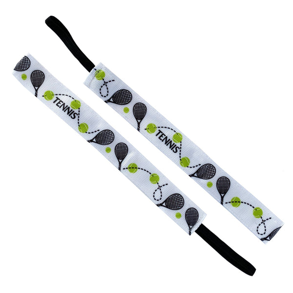 Sweaty Bands Tennis | Wearing White | White Black Green | 1 Inch