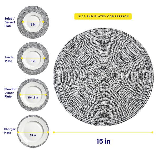 Sweet Home Collection 100% Cotton Woven 15" Round Two-Tone Placemats