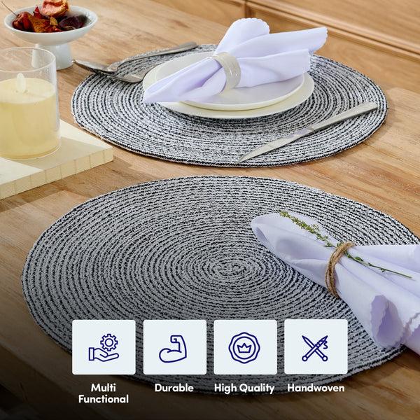 Sweet Home Collection 100% Cotton Woven 15" Round Two-Tone Placemats