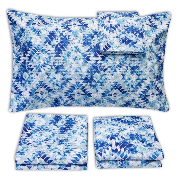 Sweet Home Collection 1500 Supreme Collection Extra Soft Aqualina Geometric Aztec Pattern Sheet Set - Luxury Bed Sheets Set With Deep Pocket Wrinkle Free Bedding Printed Pattern