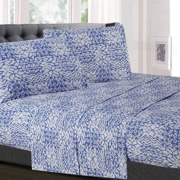 Sweet Home Collection 1500 Supreme Collection Extra Soft McKenzie Balanced Light Blue Intricate Pattern Sheet Set - Luxury Bed Sheets Set With Deep Pocket Wrinkle Free Bedding