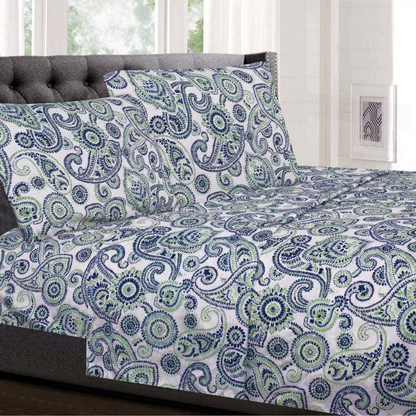 Sweet Home Collection 1500 Supreme Collection Extra Soft Modern Paisley Pattern Sheet Set - Luxury Bed Sheets Set With Deep Pocket Wrinkle Free Bedding Printed Pattern