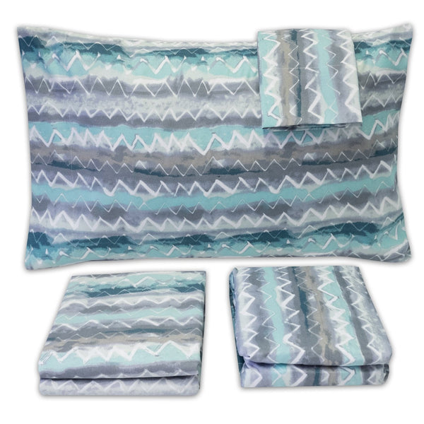 Sweet Home Collection 1500 Supreme Collection Extra Soft Summerset Ocean Vibe Chevron Pattern Sheet Set - Luxury Bed Sheets Set With Deep Pocket Wrinkle Free Bedding Printed Pattern