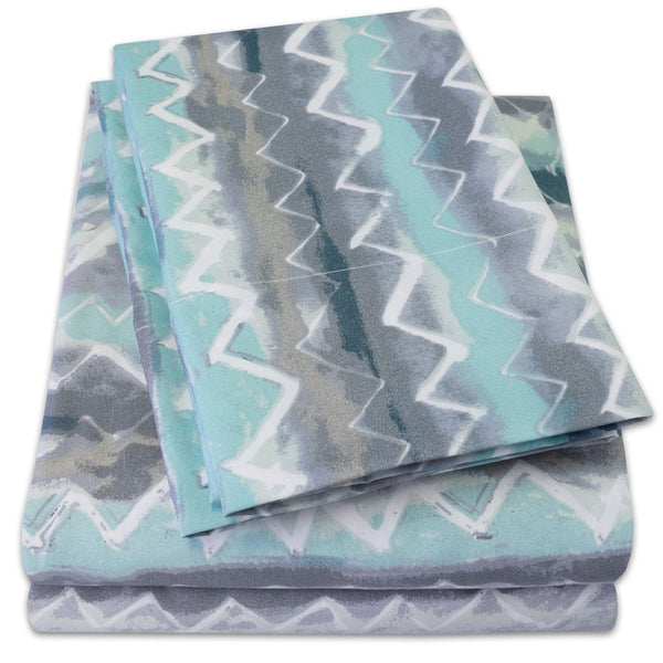 sweet home collection 1500 Supreme Collection Extra Soft Summerset Ocean Vibe Chevron Pattern Sheet Set - Luxury Bed Sheets Set With Deep Pocket Wrinkle Free Bedding Printed Pattern