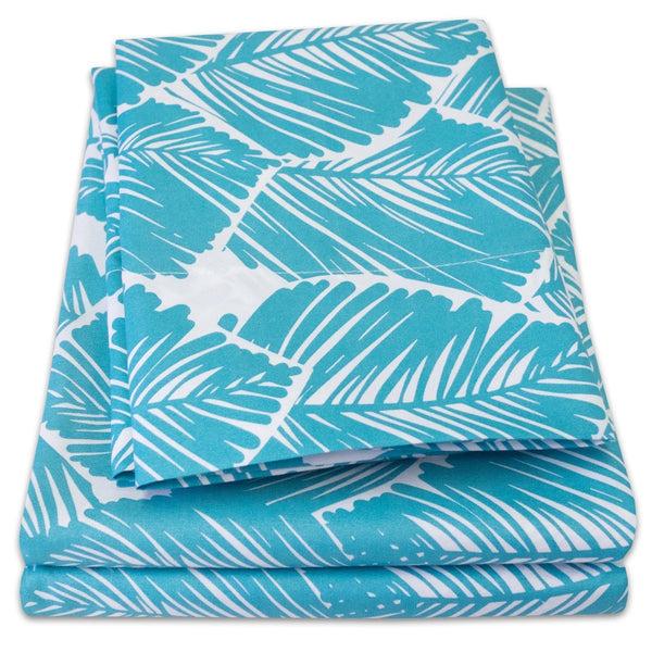 sweet home collection 1500 Supreme Collection Extra Soft Tropical Leaf Teal Pattern Sheet Set - Luxury Bed Sheets Set With Deep Pocket Wrinkle Free Bedding Printed Pattern