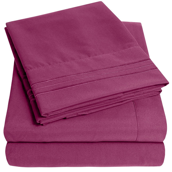 sweet home collection 1500 Supreme Collection Sheet Sets Berry Purple - Luxury Hotel Bed Sheets and Pillowcase Set For Mattress - Extra Soft Elastic Corner Straps Deep Pocket Sheets Berry Purple