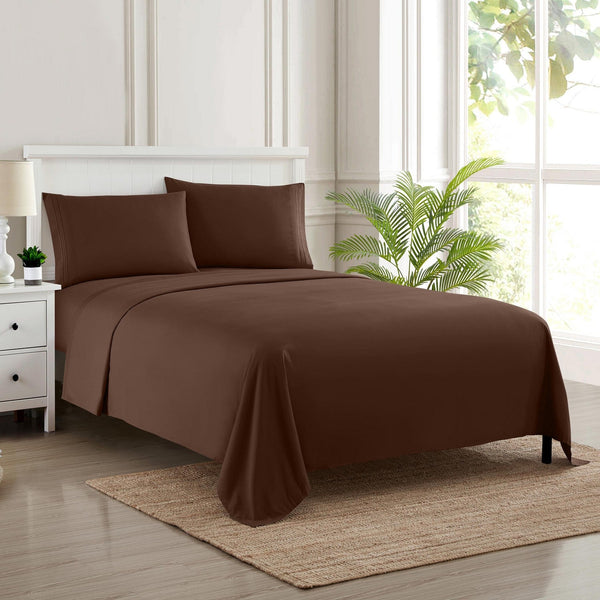 Sweet Home Collection 1500 Supreme Collection Sheet Sets Brown - Luxury Hotel Bed Sheets And Pillowcase Set For Mattress - Extra Soft Elastic Corner Straps Deep Pocket Sheets Brown