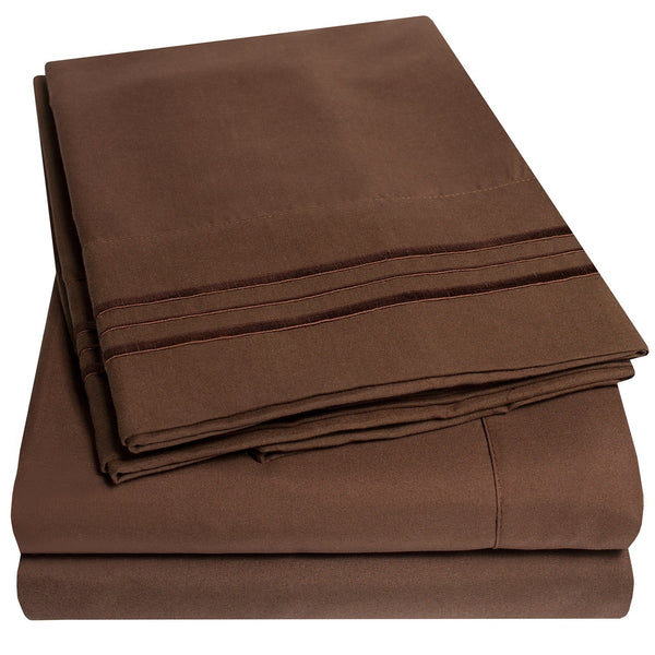 sweet home collection 1500 Supreme Collection Sheet Sets Brown - Luxury Hotel Bed Sheets and Pillowcase Set For Mattress - Extra Soft Elastic Corner Straps Deep Pocket Sheets Brown