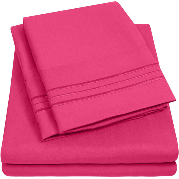 sweet home collection 1500 Supreme Collection Sheet Sets Fuschia - Luxury Hotel Bed Sheets and Pillowcase Set For Mattress - Extra Soft Elastic Corner Straps Deep Pocket Sheets Fuschia