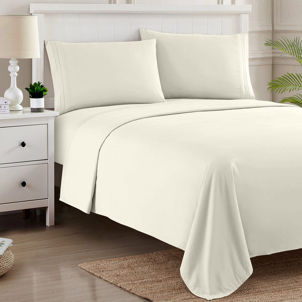 Sweet Home Collection 1500 Supreme Collection Sheet Sets Ivory - Luxury Hotel Bed Sheets And Pillowcase Set For Mattress - Extra Soft Elastic Corner Straps Deep Pocket Sheets Ivory
