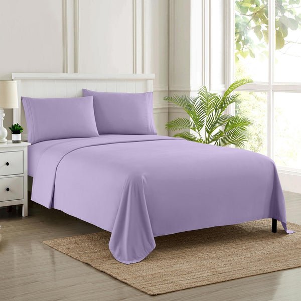 Sweet Home Collection 1500 Supreme Collection Sheet Sets Lavender - Luxury Hotel Bed Sheets And Pillowcase Set For Mattress - Extra Soft Elastic Corner Straps Deep Pocket Sheets Lavender