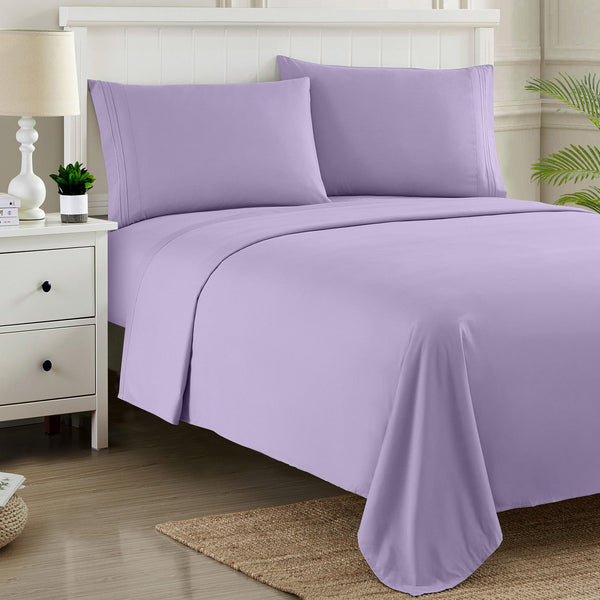 Sweet Home Collection 1500 Supreme Collection Sheet Sets Lavender - Luxury Hotel Bed Sheets And Pillowcase Set For Mattress - Extra Soft Elastic Corner Straps Deep Pocket Sheets Lavender