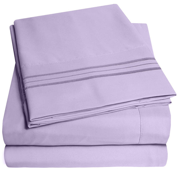 sweet home collection 1500 Supreme Collection Sheet Sets Lavender - Luxury Hotel Bed Sheets and Pillowcase Set For Mattress - Extra Soft Elastic Corner Straps Deep Pocket Sheets Lavender
