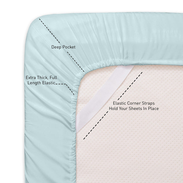 Sweet Home Collection 1500 Supreme Collection Sheet Sets Light Blue- Luxury Hotel Bed Sheets And Pillowcase Set For Mattress - Extra Soft Elastic Corner Straps Deep Pocket Sheets Light Blue