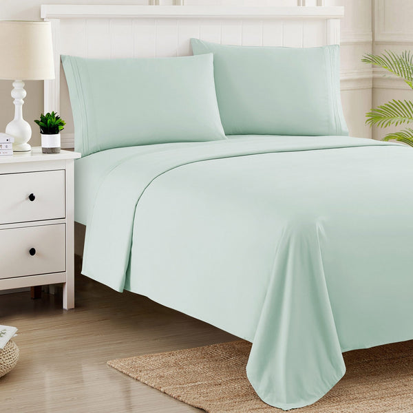 Sweet Home Collection 1500 Supreme Collection Sheet Sets Mint Green - Luxury Hotel Bed Sheets And Pillowcase Set For Mattress - Extra Soft Elastic Corner Straps Deep Pocket Sheets Mint Green