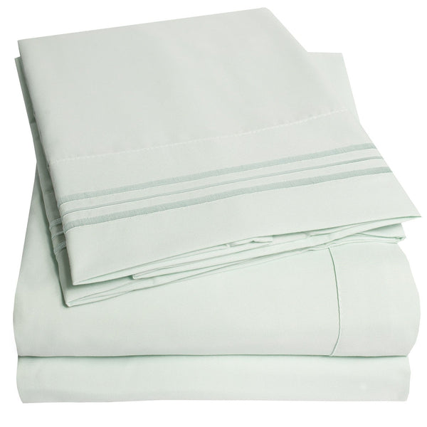 sweet home collection 1500 Supreme Collection Sheet Sets Mint Green - Luxury Hotel Bed Sheets and Pillowcase Set For Mattress - Extra Soft Elastic Corner Straps Deep Pocket Sheets Mint Green