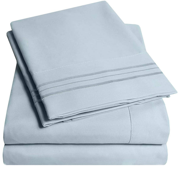 sweet home collection 1500 Supreme Collection Sheet Sets Misty - Luxury Hotel Bed Sheets and Pillowcase Set For Mattress - Extra Soft Elastic Corner Straps Deep Pocket Sheets Misty