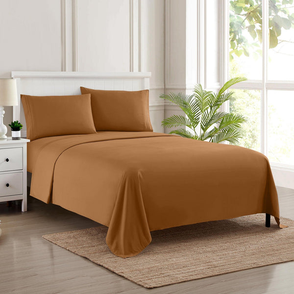 Sweet Home Collection 1500 Supreme Collection Sheet Sets Mocha Brown - Luxury Hotel Bed Sheets And Pillowcase Set For Mattress - Extra Soft Elastic Corner Straps Deep Pocket Sheets Mocha Brown