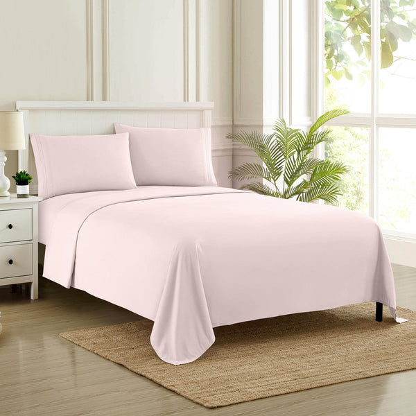 Sweet Home Collection 1500 Supreme Collection Sheet Sets Pale Pink - Luxury Hotel Bed Sheets And Pillowcase Set For Mattress - Extra Soft Elastic Corner Straps Deep Pocket Sheets Pale Pink