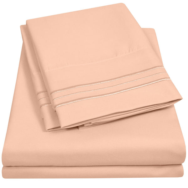 sweet home collection 1500 Supreme Collection Sheet Sets Peach - Luxury Hotel Bed Sheets and Pillowcase Set For Mattress - Extra Soft Elastic Corner Straps Deep Pocket Sheets Peach
