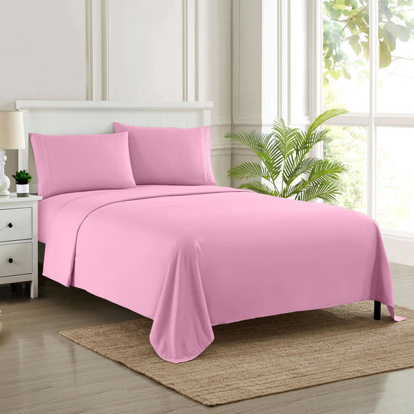 Sweet Home Collection 1500 Supreme Collection Sheet Sets Pink - Luxury Hotel Bed Sheets And Pillowcase Set For Mattress - Extra Soft Elastic Corner Straps Deep Pocket Sheets Pink