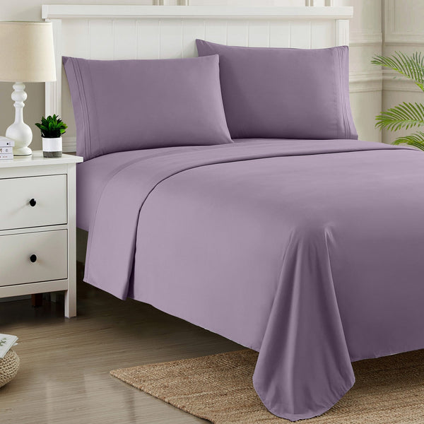 Sweet Home Collection 1500 Supreme Collection Sheet Sets Plum - Luxury Hotel Bed Sheets And Pillowcase Set For Mattress - Extra Soft Elastic Corner Straps Deep Pocket Sheets Plum