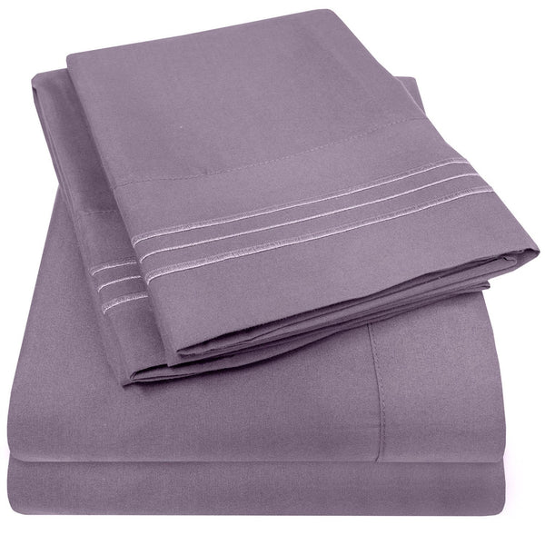 sweet home collection 1500 Supreme Collection Sheet Sets Plum - Luxury Hotel Bed Sheets and Pillowcase Set For Mattress - Extra Soft Elastic Corner Straps Deep Pocket Sheets Plum