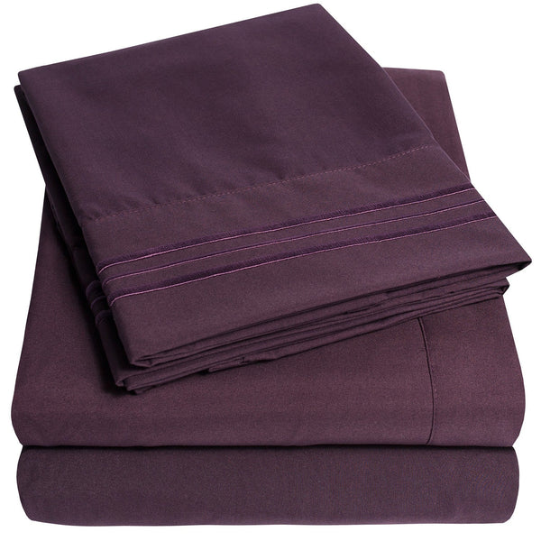 sweet home collection 1500 Supreme Collection Sheet Sets Purple- Luxury Hotel Bed Sheets and Pillowcase Set For Mattress - Extra Soft Elastic Corner Straps Deep Pocket Sheets Purple
