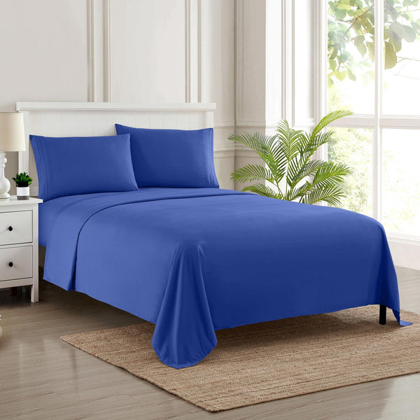 Sweet Home Collection 1500 Supreme Collection Sheet Sets Royal Blue - Luxury Hotel Bed Sheets And Pillowcase Set For Mattress - Extra Soft Elastic Corner Straps Deep Pocket Sheets Royal Blue