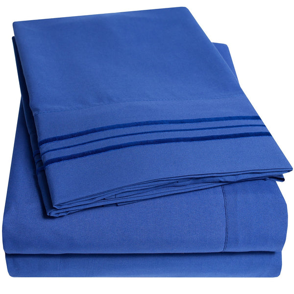 sweet home collection 1500 Supreme Collection Sheet Sets Royal Blue - Luxury Hotel Bed Sheets and Pillowcase Set For Mattress - Extra Soft Elastic Corner Straps Deep Pocket Sheets Royal Blue