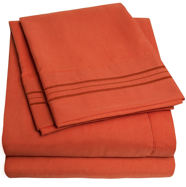 sweet home collection 1500 Supreme Collection Sheet Sets Rust - Luxury Hotel Bed Sheets and Pillowcase Set For Mattress - Extra Soft Elastic Corner Straps Deep Pocket Sheets Rust