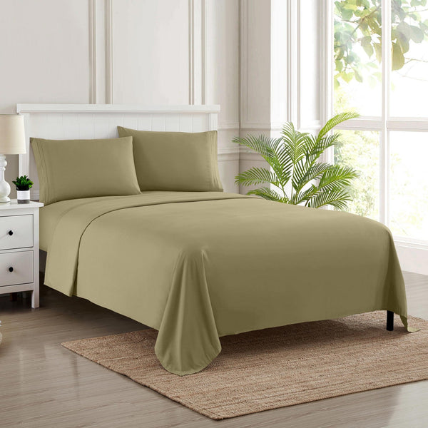 Sweet Home Collection 1500 Supreme Collection Sheet Sets Sage Green - Luxury Hotel Bed Sheets And Pillowcase Set For Mattress - Extra Soft Elastic Corner Straps Deep Pocket Sheets Sage Green