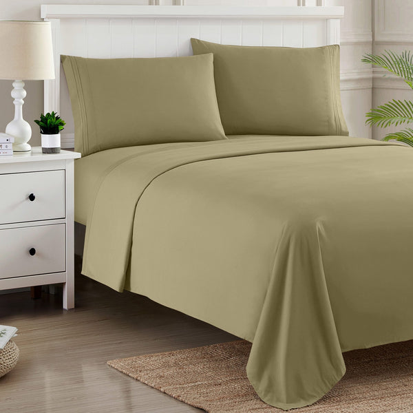 Sweet Home Collection 1500 Supreme Collection Sheet Sets Sage Green - Luxury Hotel Bed Sheets And Pillowcase Set For Mattress - Extra Soft Elastic Corner Straps Deep Pocket Sheets Sage Green