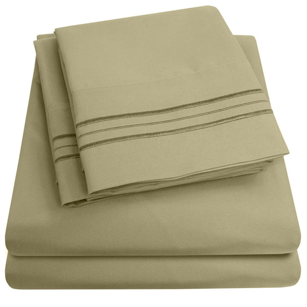 sweet home collection 1500 Supreme Collection Sheet Sets Sage Green - Luxury Hotel Bed Sheets and Pillowcase Set For Mattress - Extra Soft Elastic Corner Straps Deep Pocket Sheets Sage Green