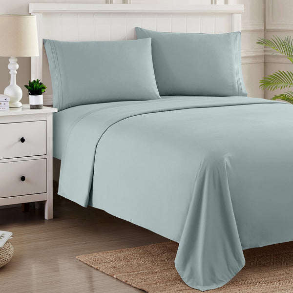 Sweet Home Collection 1500 Supreme Collection Sheet Sets Slate - Luxury Hotel Bed Sheets And Pillowcase Set For Mattress - Extra Soft Elastic Corner Straps Deep Pocket Sheets Slate