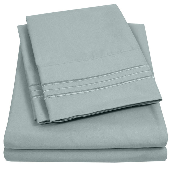 sweet home collection 1500 Supreme Collection Sheet Sets Slate - Luxury Hotel Bed Sheets and Pillowcase Set For Mattress - Extra Soft Elastic Corner Straps Deep Pocket Sheets Slate