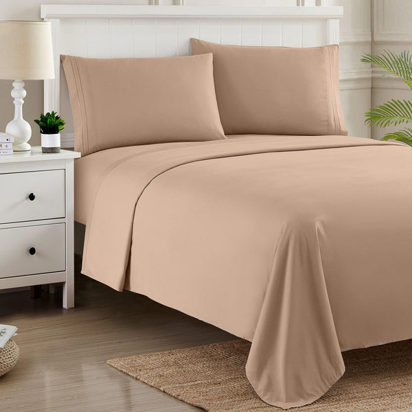 Sweet Home Collection 1500 Supreme Collection Sheet Sets Taupe - Luxury Hotel Bed Sheets And Pillowcase Set For Mattress - Extra Soft Elastic Corner Straps Deep Pocket Sheets Taupe