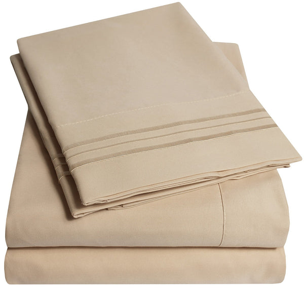 sweet home collection 1500 Supreme Collection Sheet Sets Taupe - Luxury Hotel Bed Sheets and Pillowcase Set For Mattress - Extra Soft Elastic Corner Straps Deep Pocket Sheets Taupe