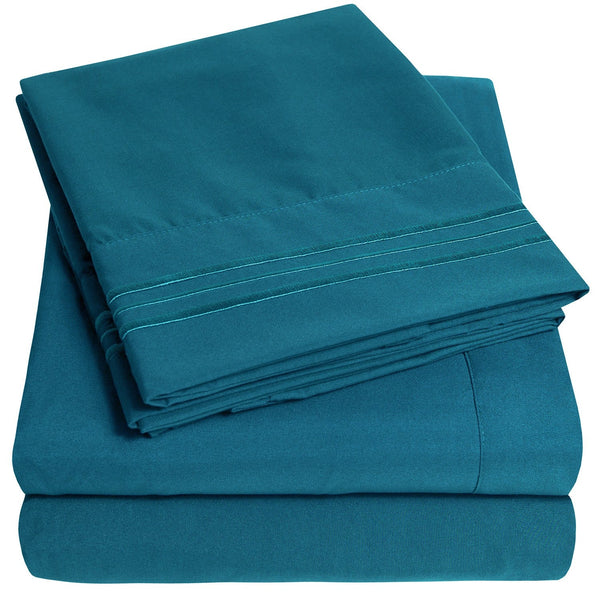 sweet home collection 1500 Supreme Collection Sheet Sets Teal - Luxury Hotel Bed Sheets and Pillowcase Set For Mattress - Extra Soft Elastic Corner Straps Deep Pocket Sheets Teal
