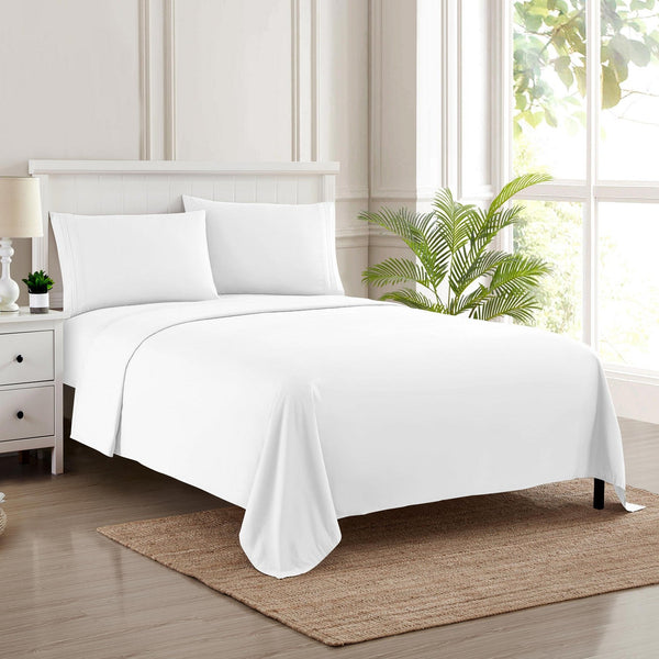 Sweet Home Collection 1500 Supreme Collection Sheet Sets White - Luxury Hotel Bed Sheets And Pillowcase Set - Extra Soft Elastic Corner Straps Deep Pocket Sheets White